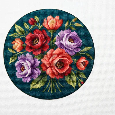Detailed Floral Bouquet Cross Stitch Pattern