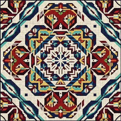 Vibrant Geometric Mandala Cross Stitch Pattern